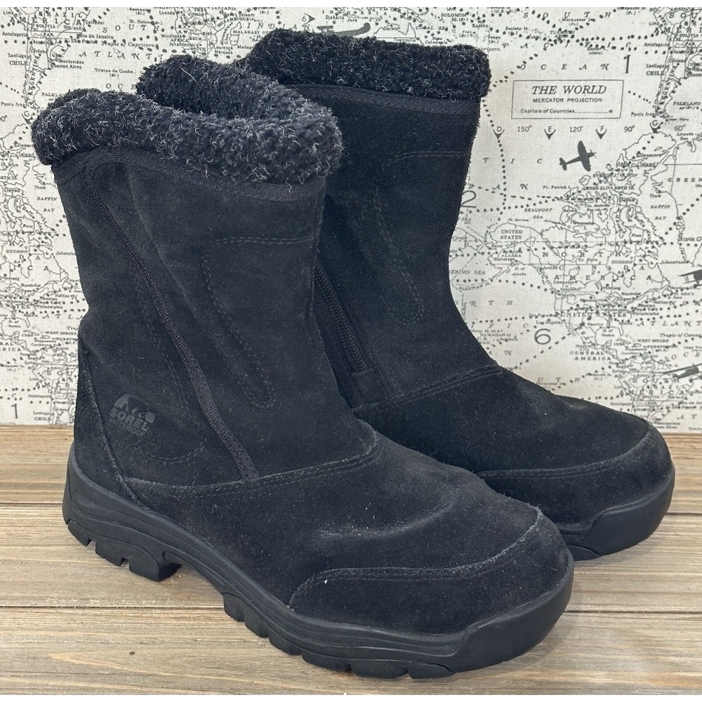 Sorel Waterfall Black Suede Boots Women's 8 / 39 Thinsulate Winter